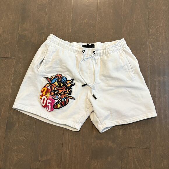 Miami Heat Shorts Mens XL White NBA Basketball Embroidered Patch 305 Drawstring - Picture 1 of 16